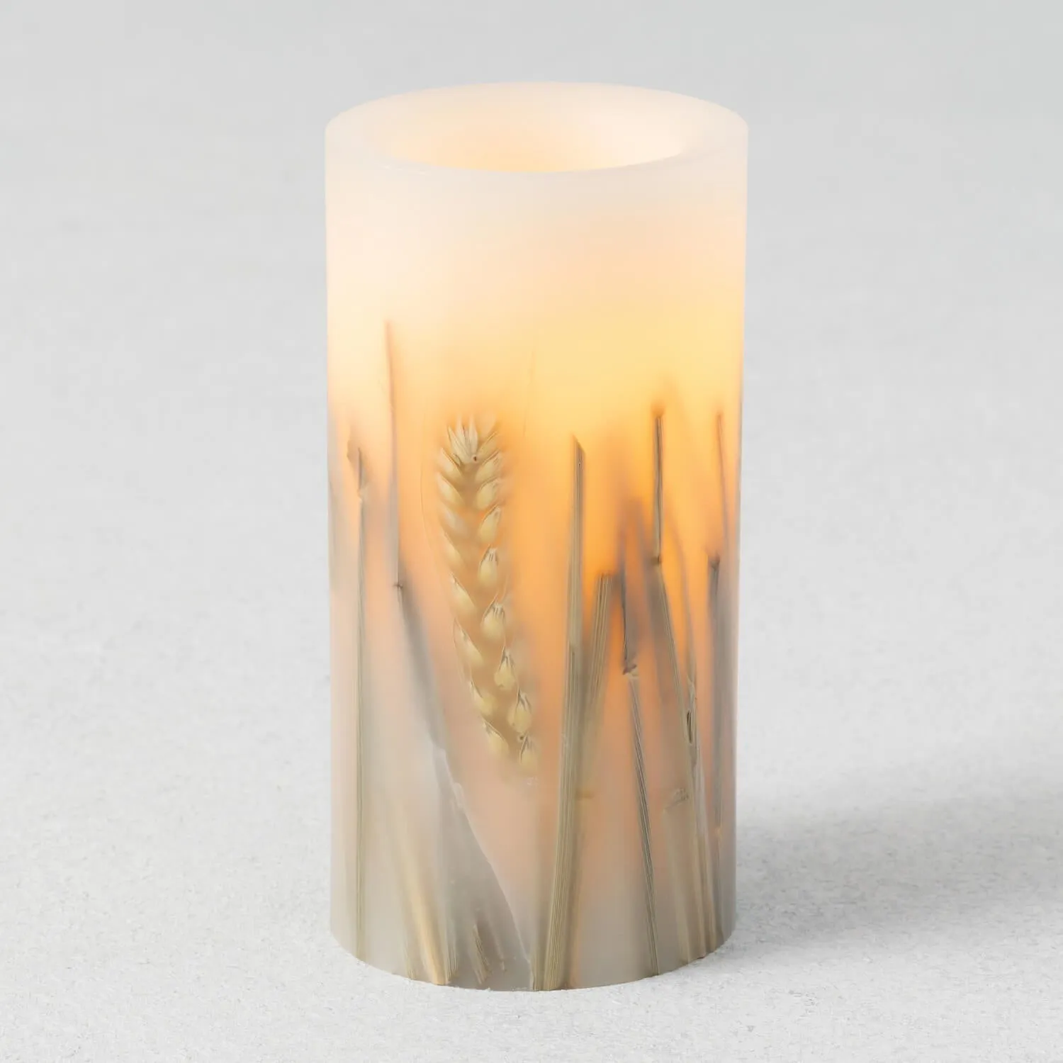 Smooth Wheat Flameless LED Pillar Candle