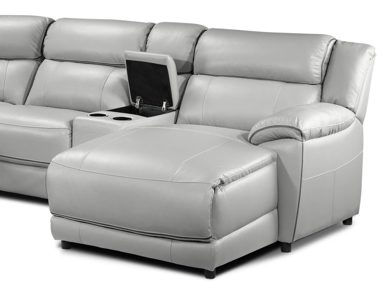 Southminster 5-Piece Leather Sectional with Right-Facing Chaise - Grey