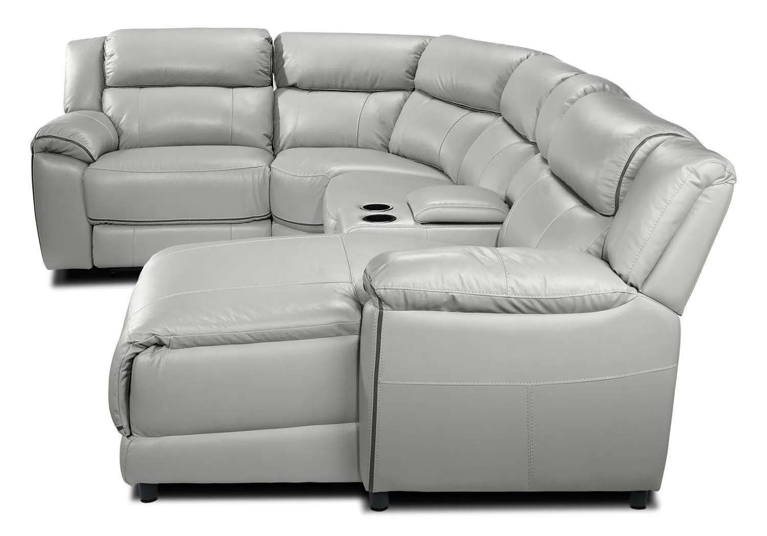 Southminster 5-Piece Leather Sectional with Right-Facing Chaise - Grey