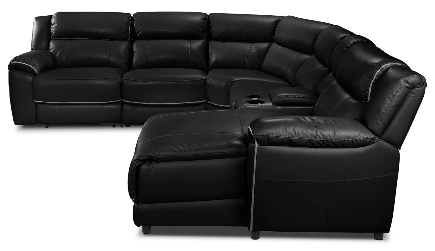 Southminster 6-Piece Leather Sectional with Right-Facing Chaise - Black