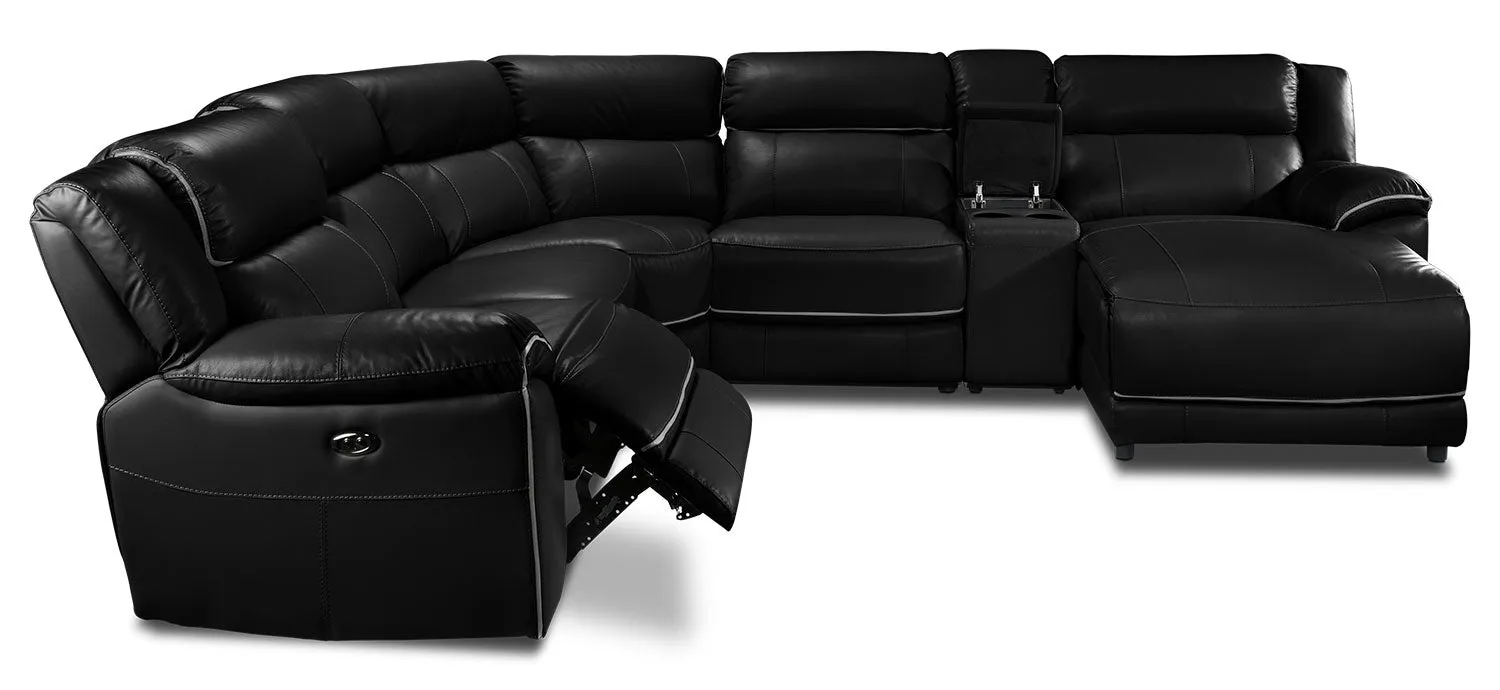 Southminster 6-Piece Leather Sectional with Right-Facing Chaise - Black