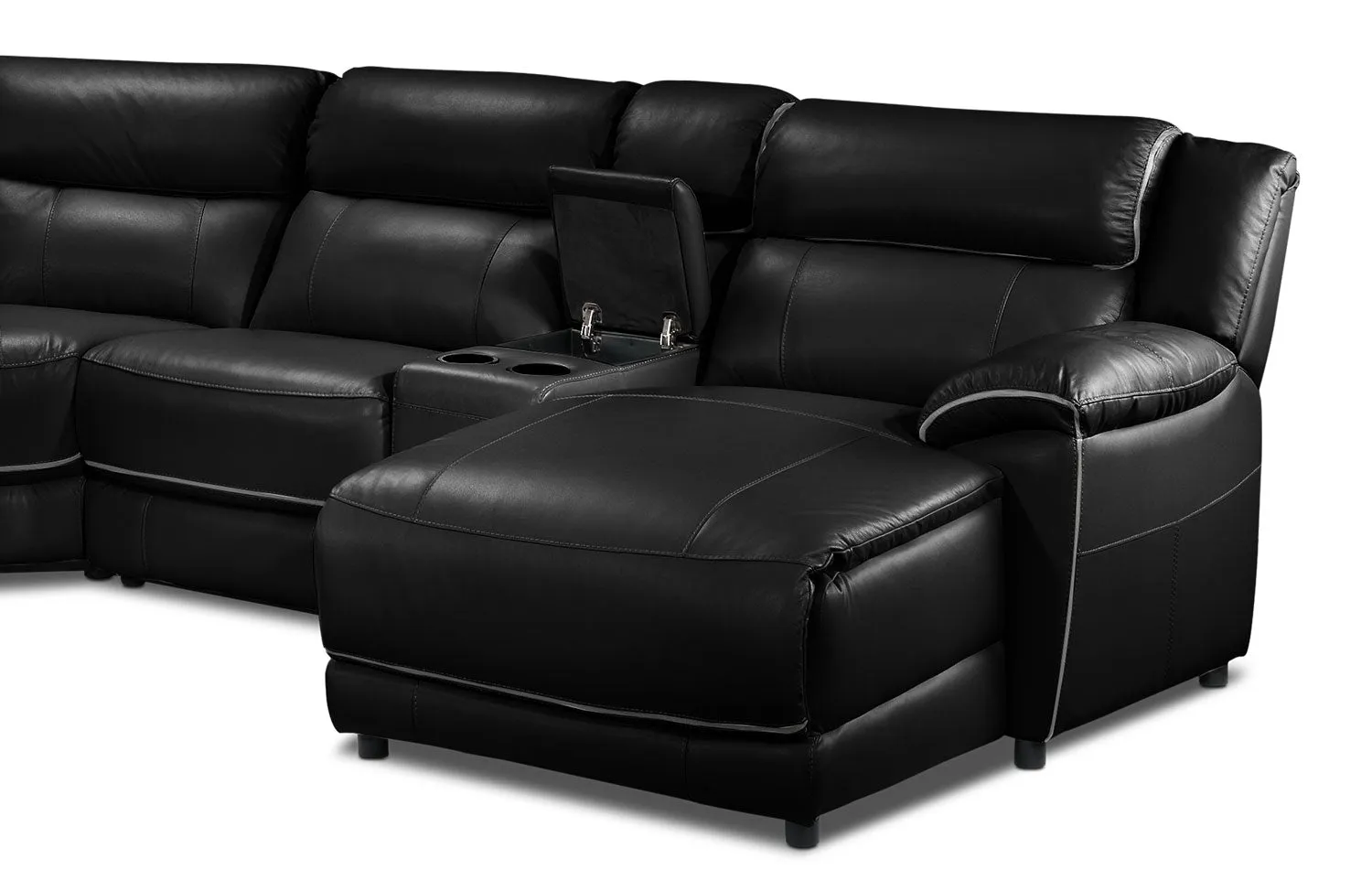 Southminster 6-Piece Leather Sectional with Right-Facing Chaise - Black