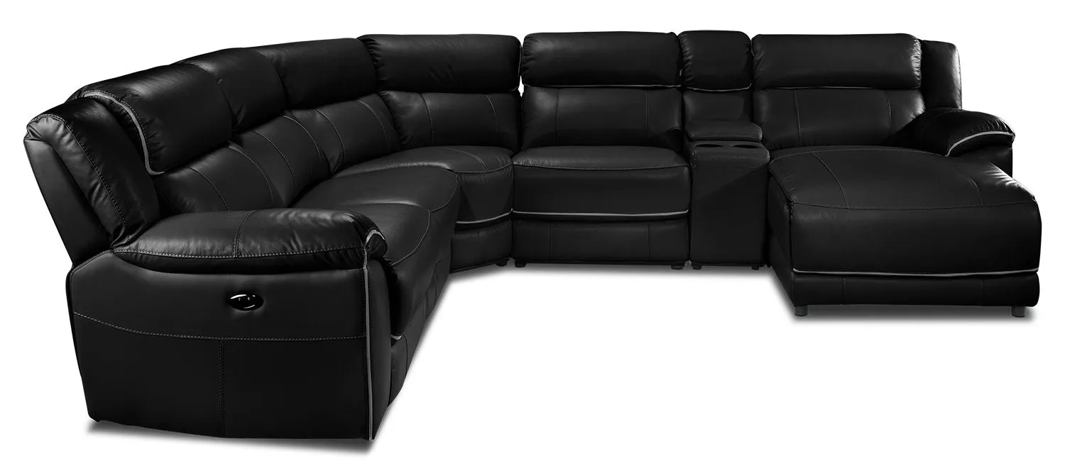 Southminster 6-Piece Leather Sectional with Right-Facing Chaise - Black