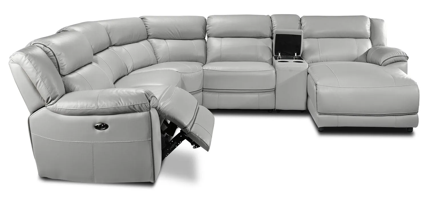 Southminster 6-Piece Leather Sectional with Right-Facing Chaise - Grey