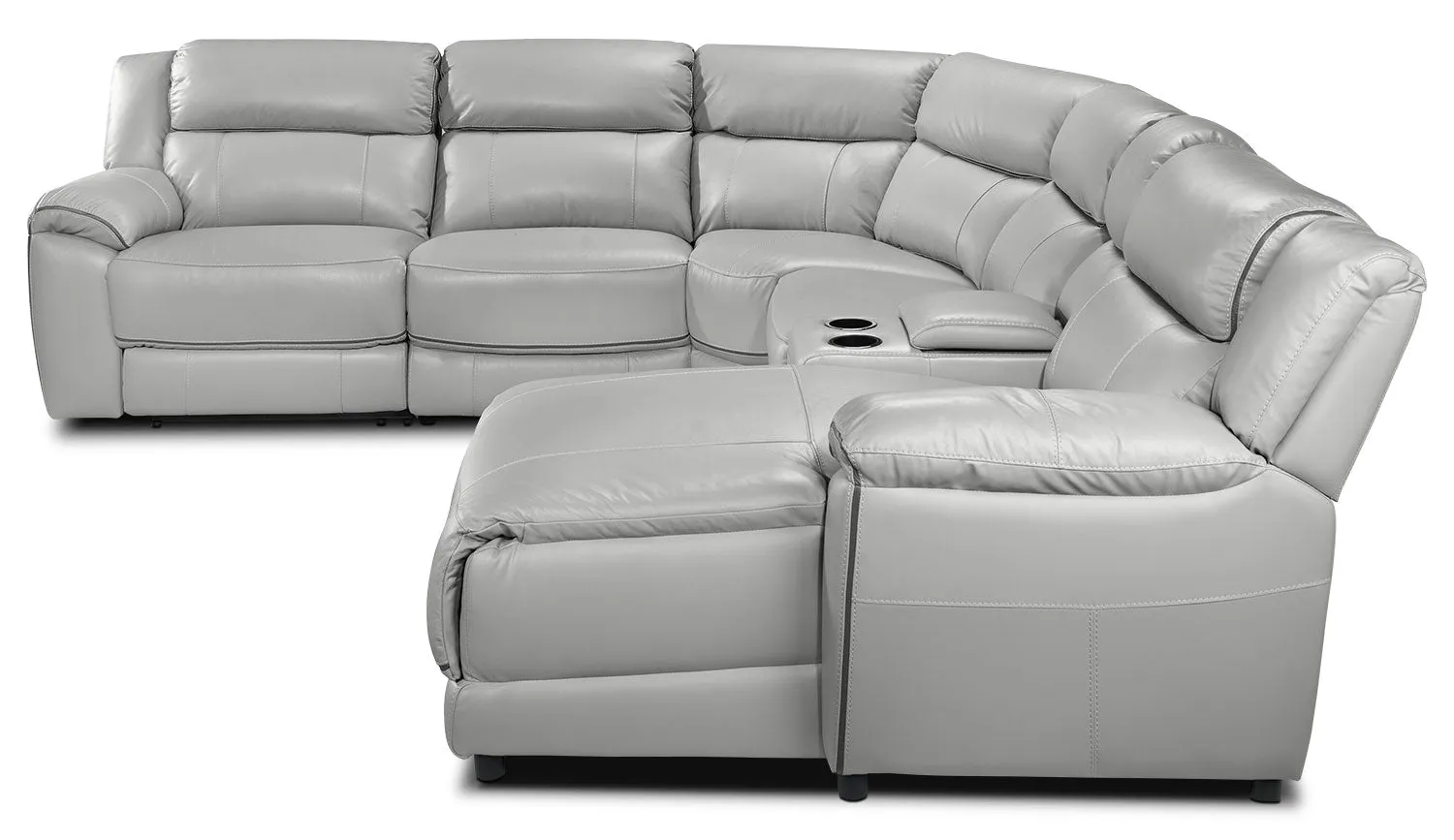 Southminster 6-Piece Leather Sectional with Right-Facing Chaise - Grey