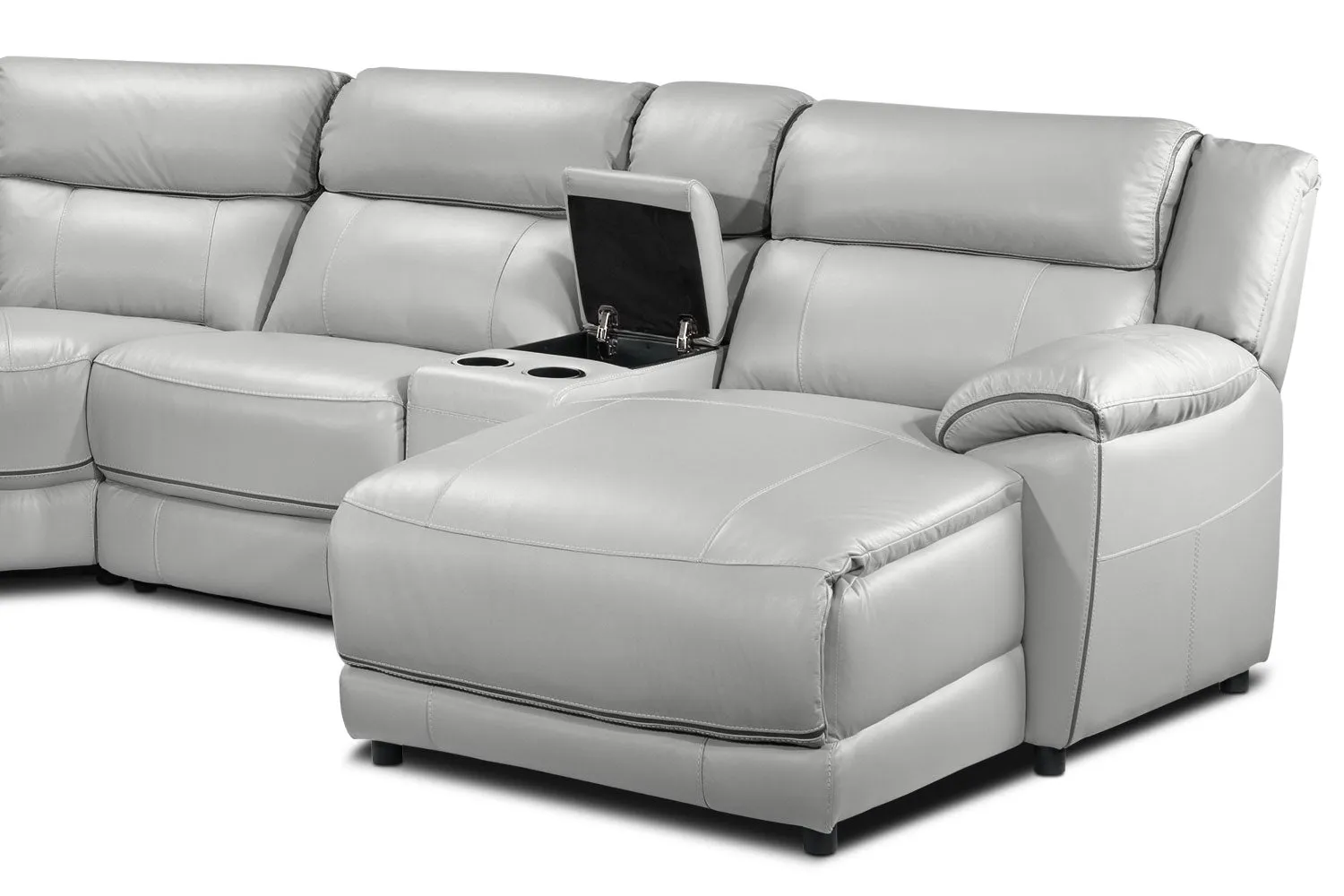 Southminster 6-Piece Leather Sectional with Right-Facing Chaise - Grey