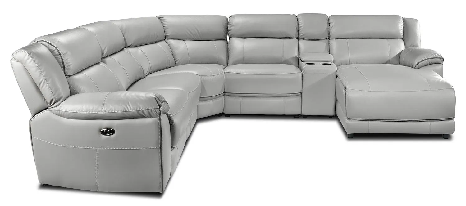 Southminster 6-Piece Leather Sectional with Right-Facing Chaise - Grey