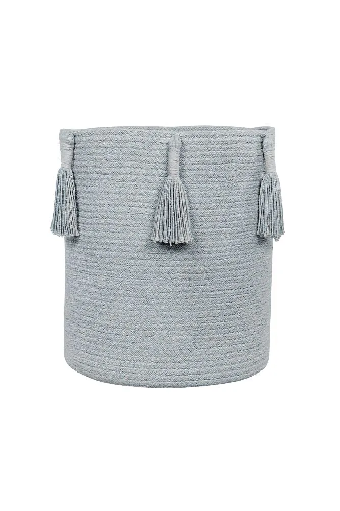 STORAGE BASKET FRINGES WOODY BLUE