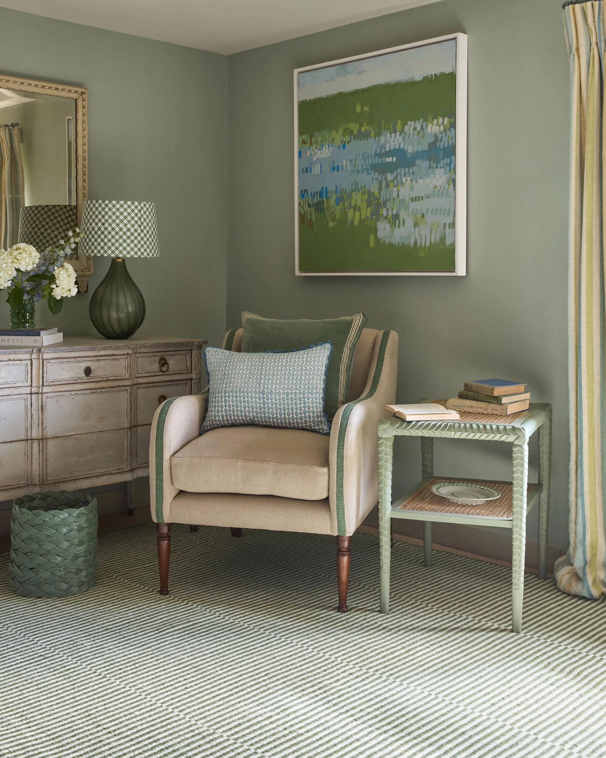Striped Panel Rug - Green