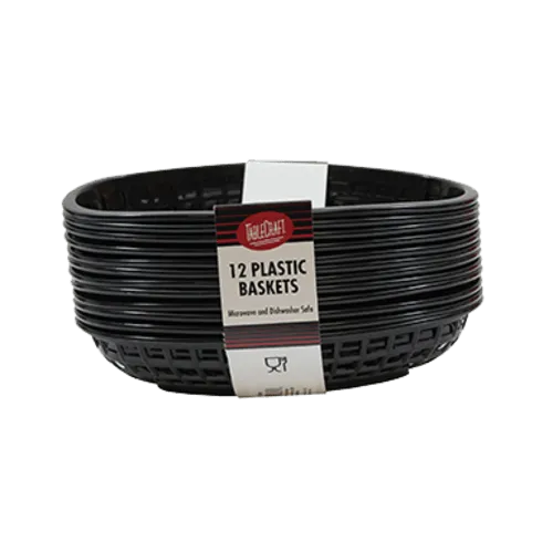Tablecraft C1074BK Cash And Carry Classic Baskets - Oval Plastic Baskets, Dishwasher Safe | Denson CFE