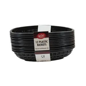 Tablecraft C1074BK Cash And Carry Classic Baskets - Oval Plastic Baskets, Dishwasher Safe | Denson CFE