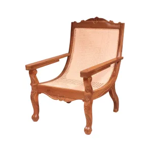 Teak wood cane back easy chair