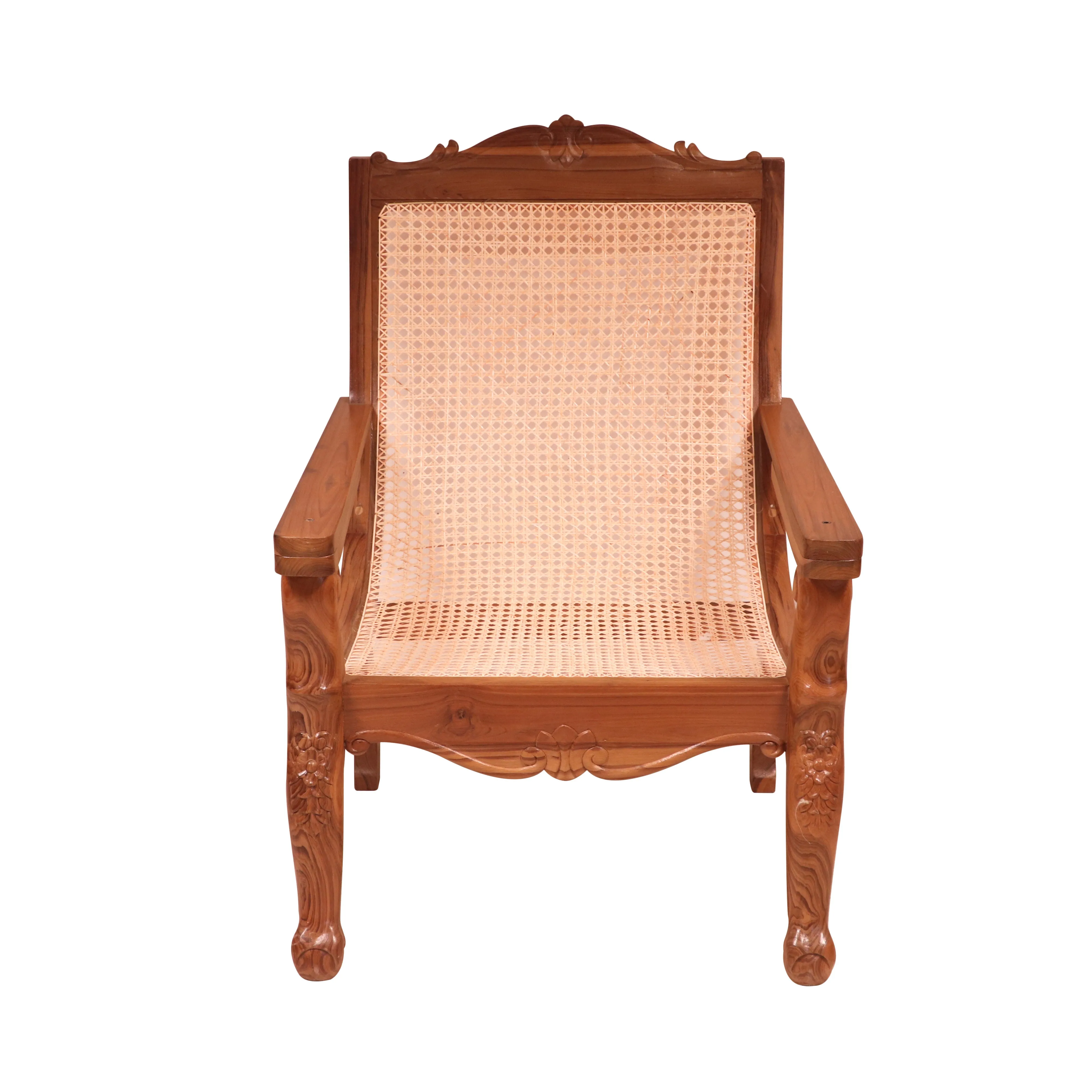 Teak wood cane back easy chair