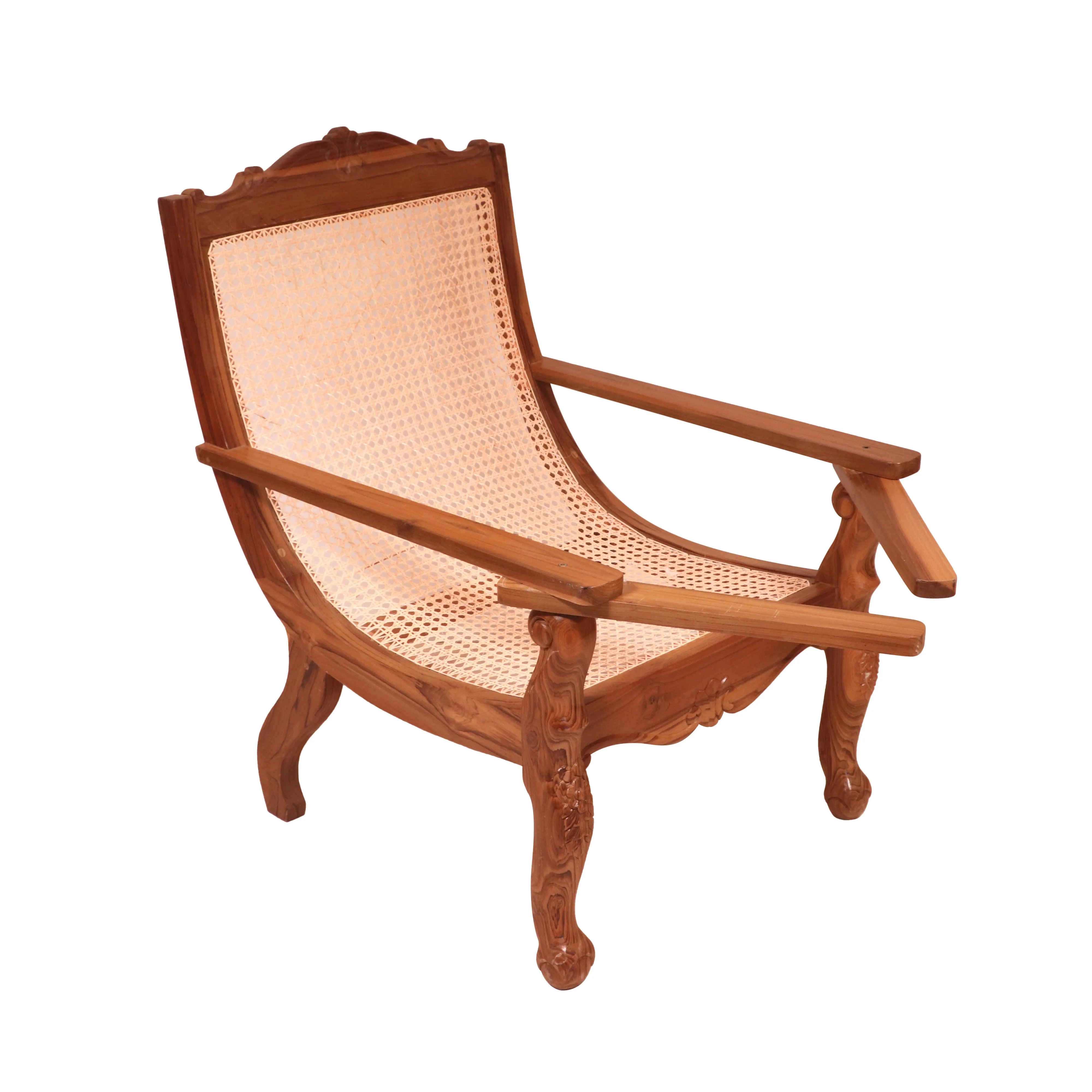 Teak wood cane back easy chair