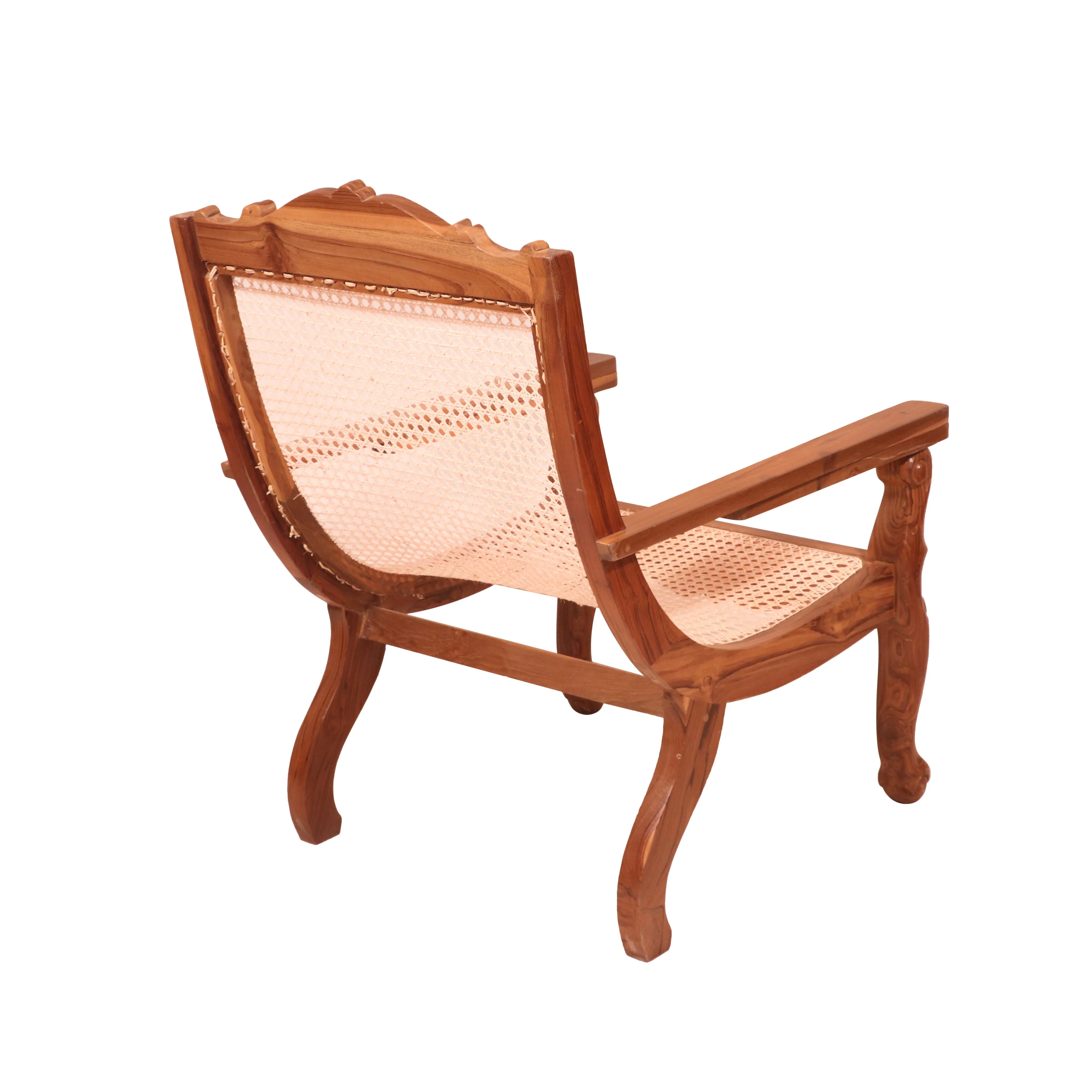 Teak wood cane back easy chair