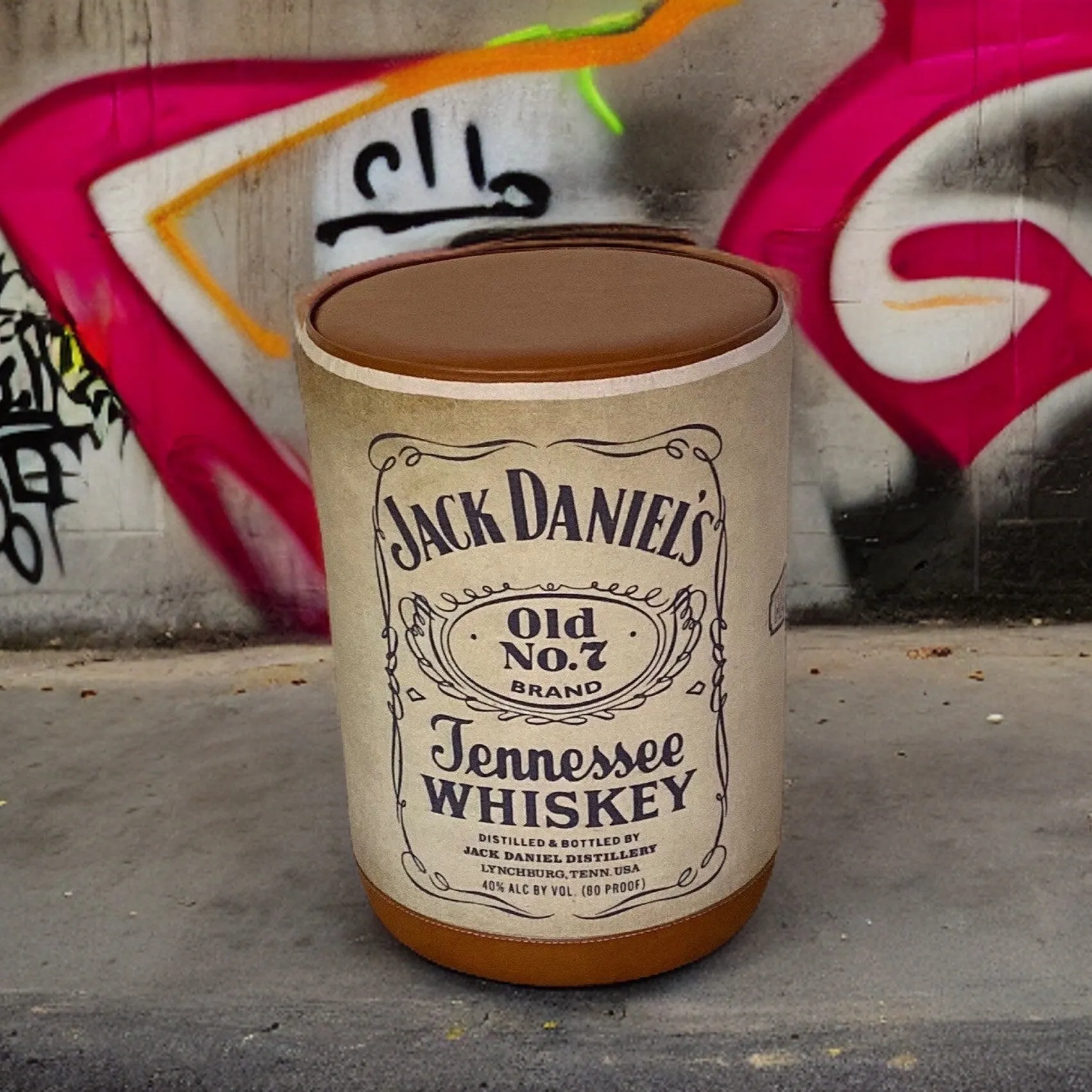 Tennessee Whiskey Pouf | Genuine Leather | Floor Standing Pouffe | Door Stop