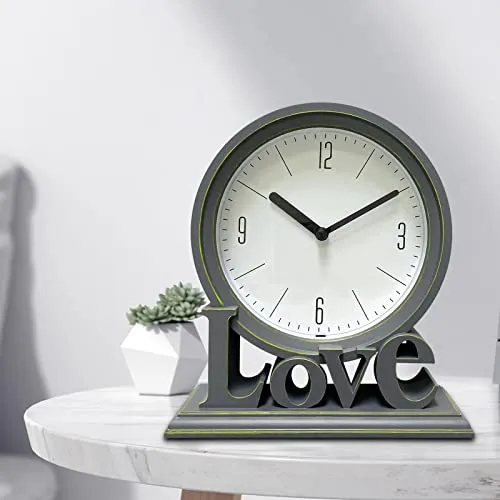 THE STYLE SUTRA Geometric Table Clock Decorative Battery Powered Living Room Ornament Grey|Clock for Home|Wall Clock|Clock for Wall