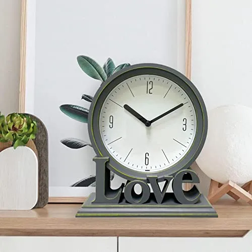 THE STYLE SUTRA Geometric Table Clock Decorative Battery Powered Living Room Ornament Grey|Clock for Home|Wall Clock|Clock for Wall