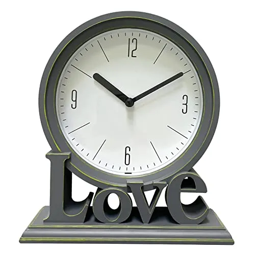 THE STYLE SUTRA Geometric Table Clock Decorative Battery Powered Living Room Ornament Grey|Clock for Home|Wall Clock|Clock for Wall