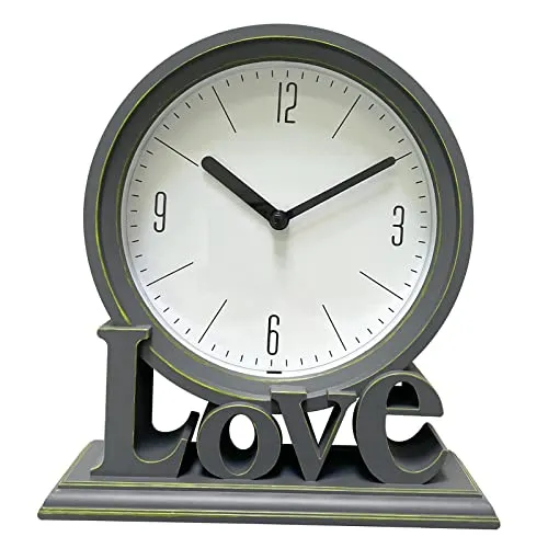 THE STYLE SUTRA Geometric Table Clock Decorative Battery Powered Living Room Ornament Grey|Clock for Home|Wall Clock|Clock for Wall
