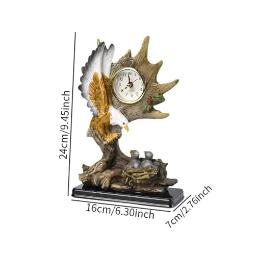 THE STYLE SUTRA® Vintage Table Clock Collection Cute Statue for Apartment Bedroom Dining Room Eagle