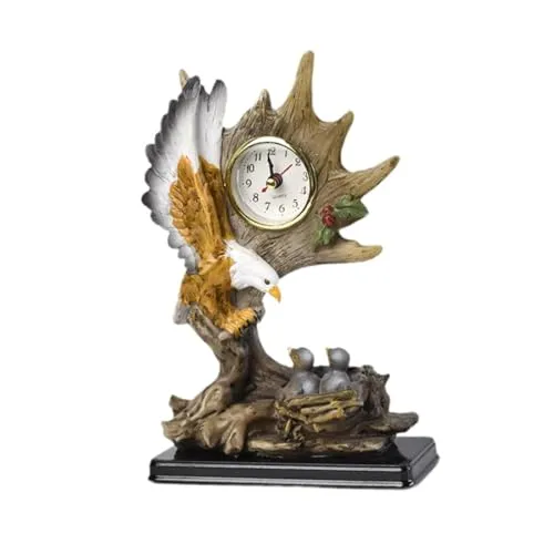 THE STYLE SUTRA® Vintage Table Clock Collection Cute Statue for Apartment Bedroom Dining Room Eagle