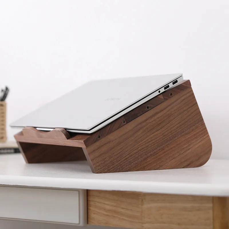 Tilted Wooden Vertical Laptop Stand