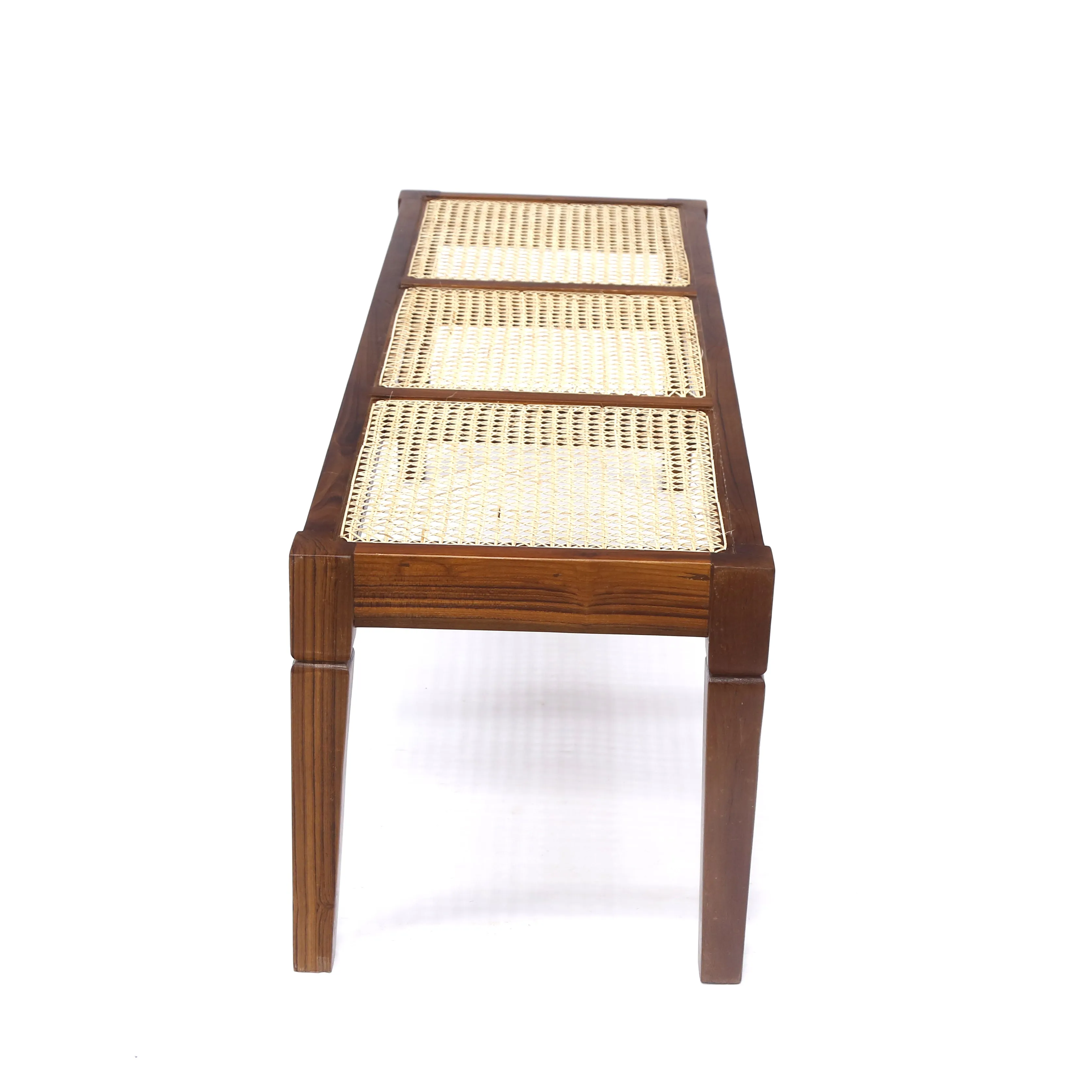 Traditional Solidwood and Cane Bench