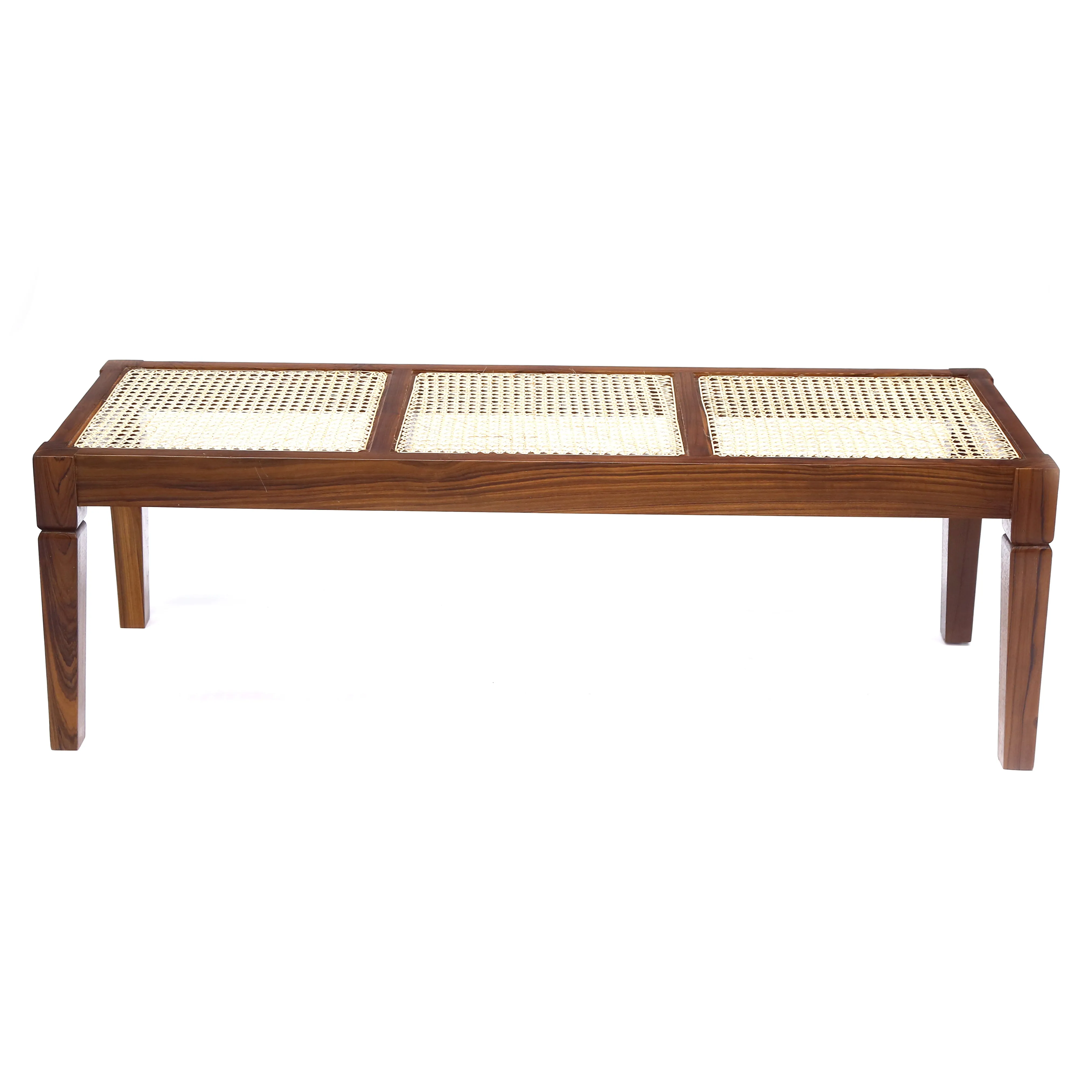 Traditional Solidwood and Cane Bench