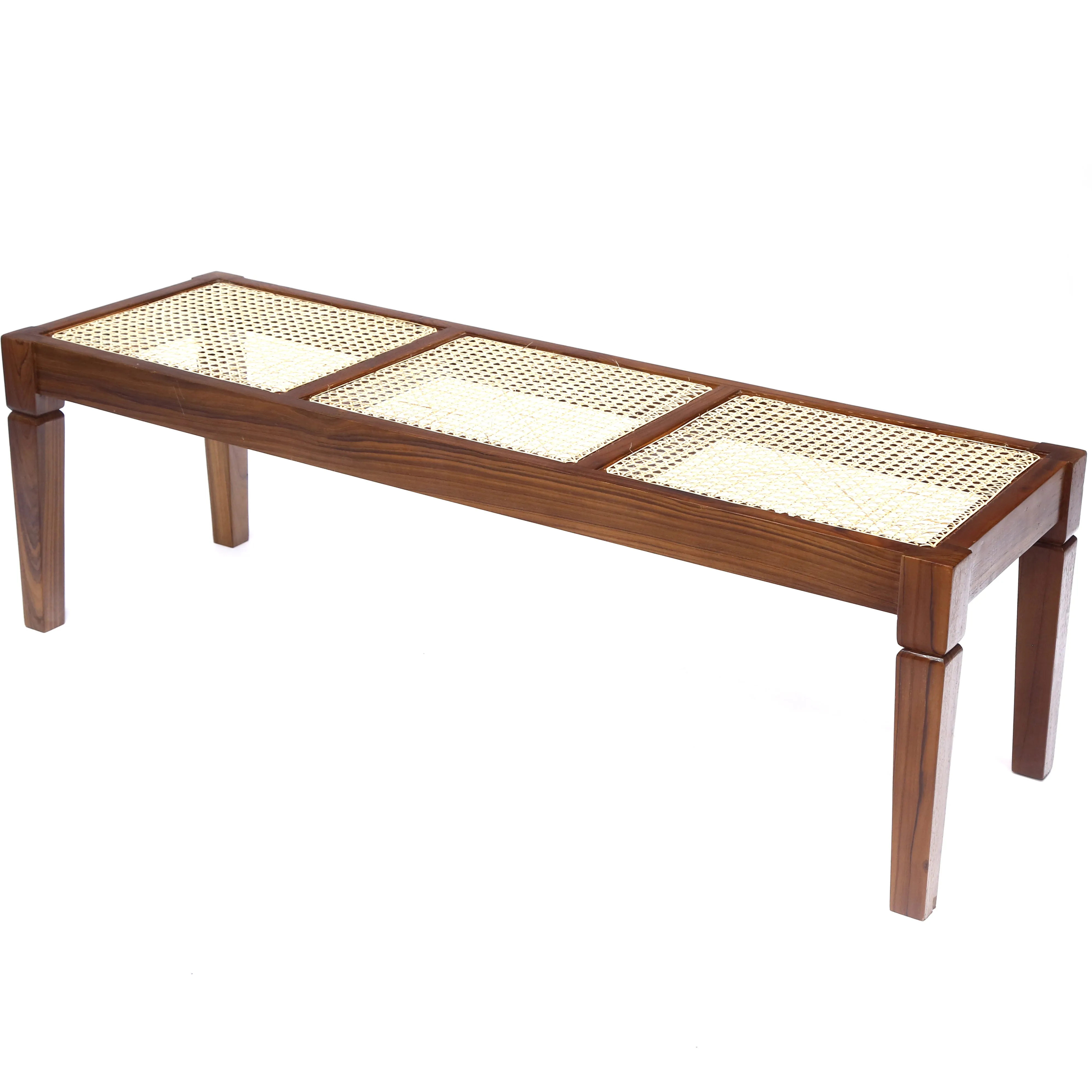 Traditional Solidwood and Cane Bench