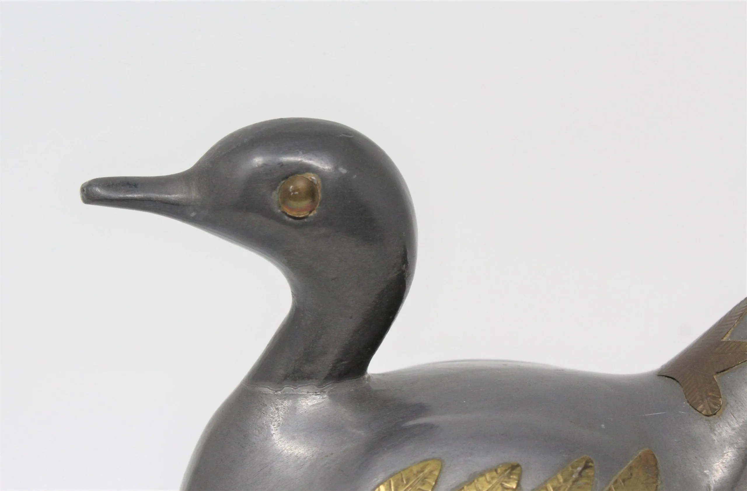 Trinket Box, Duck / Loon, Pewter and Brass Hong Kong, Vintage