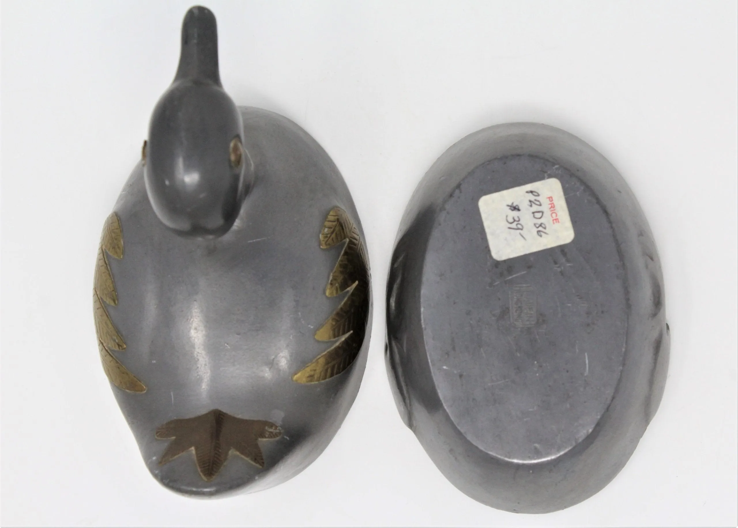 Trinket Box, Duck / Loon, Pewter and Brass Hong Kong, Vintage