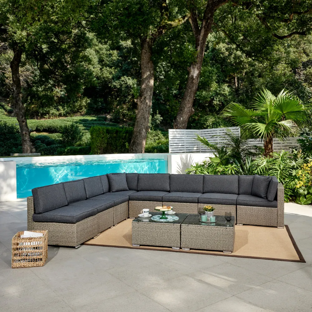 Tropez Modular Corner Rattan Garden Sofa Set, Grey