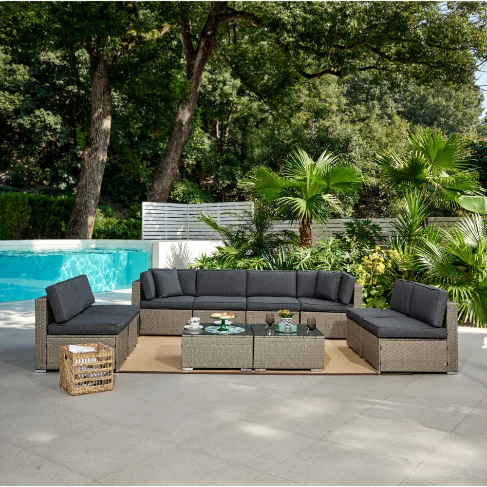 Tropez Modular Corner Rattan Garden Sofa Set, Grey