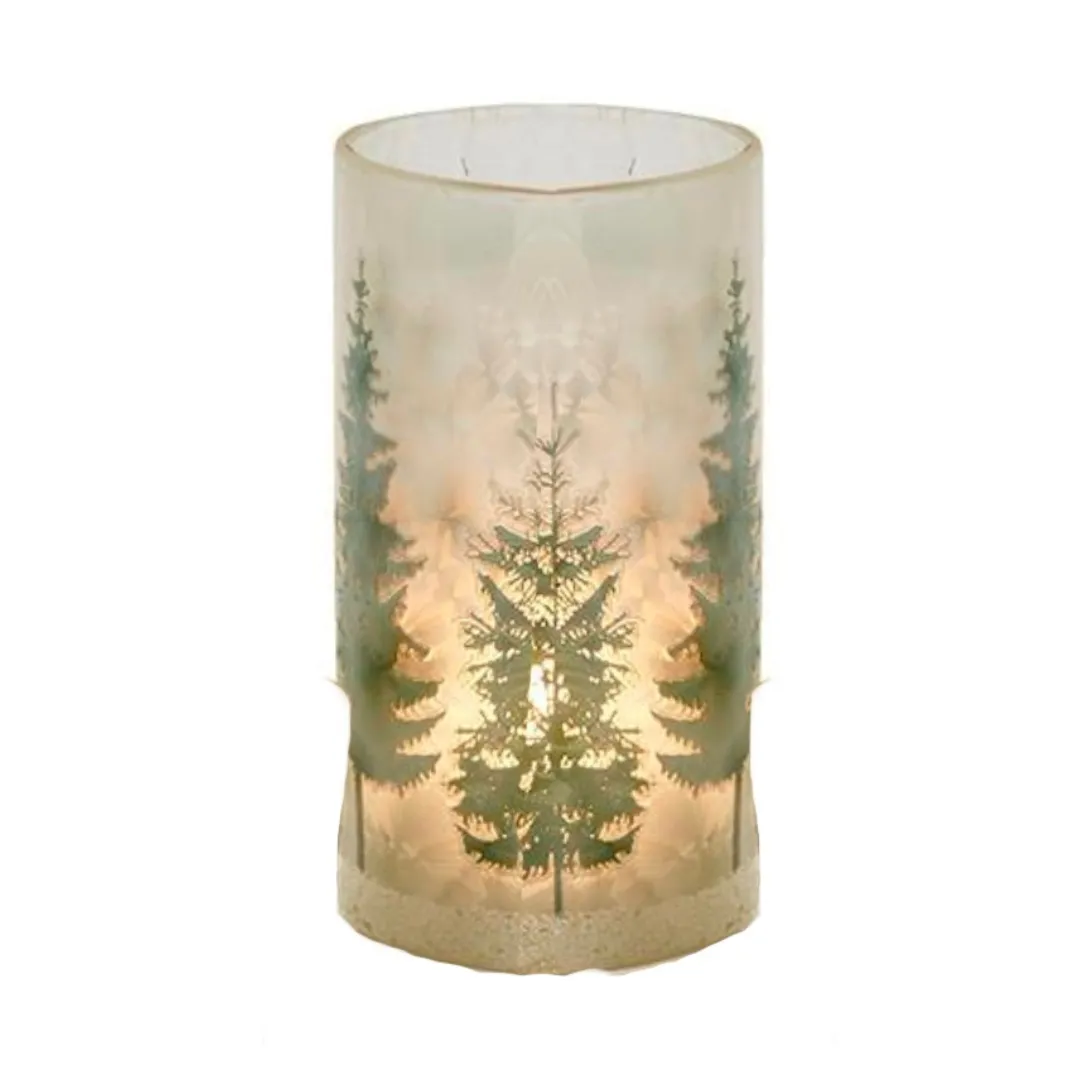Two's Company Winter Forest Frosted Candleholders