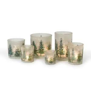 Two's Company Winter Forest Frosted Candleholders