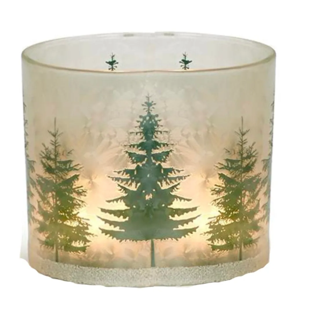 Two's Company Winter Forest Frosted Candleholders