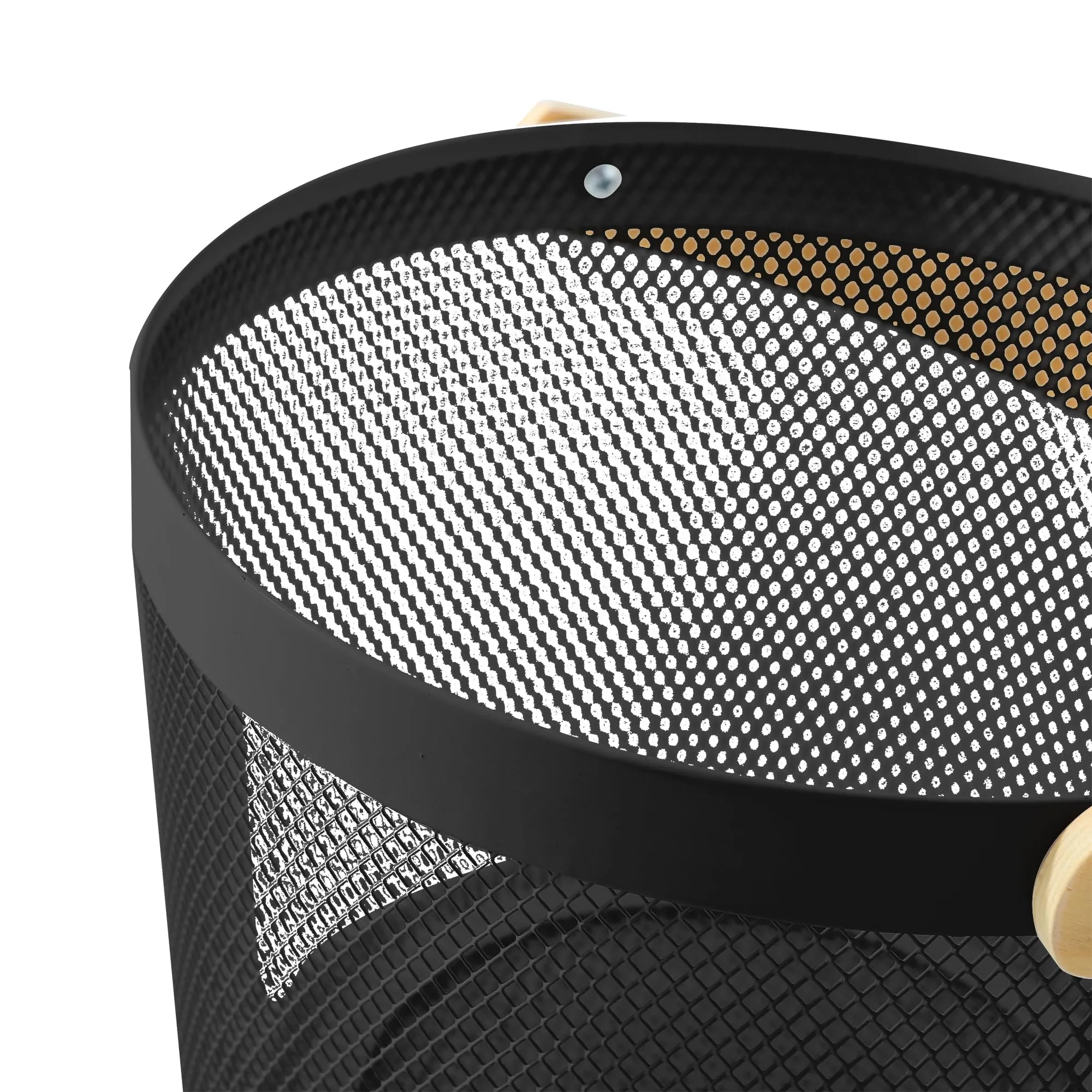 UMAI Metal Mesh Basket for Storage with wooden handle | 400 Gm | Fruit Basket and Vegetable Basket for Kitchen | Baskets for Organizing Home | Multipurpose | Black