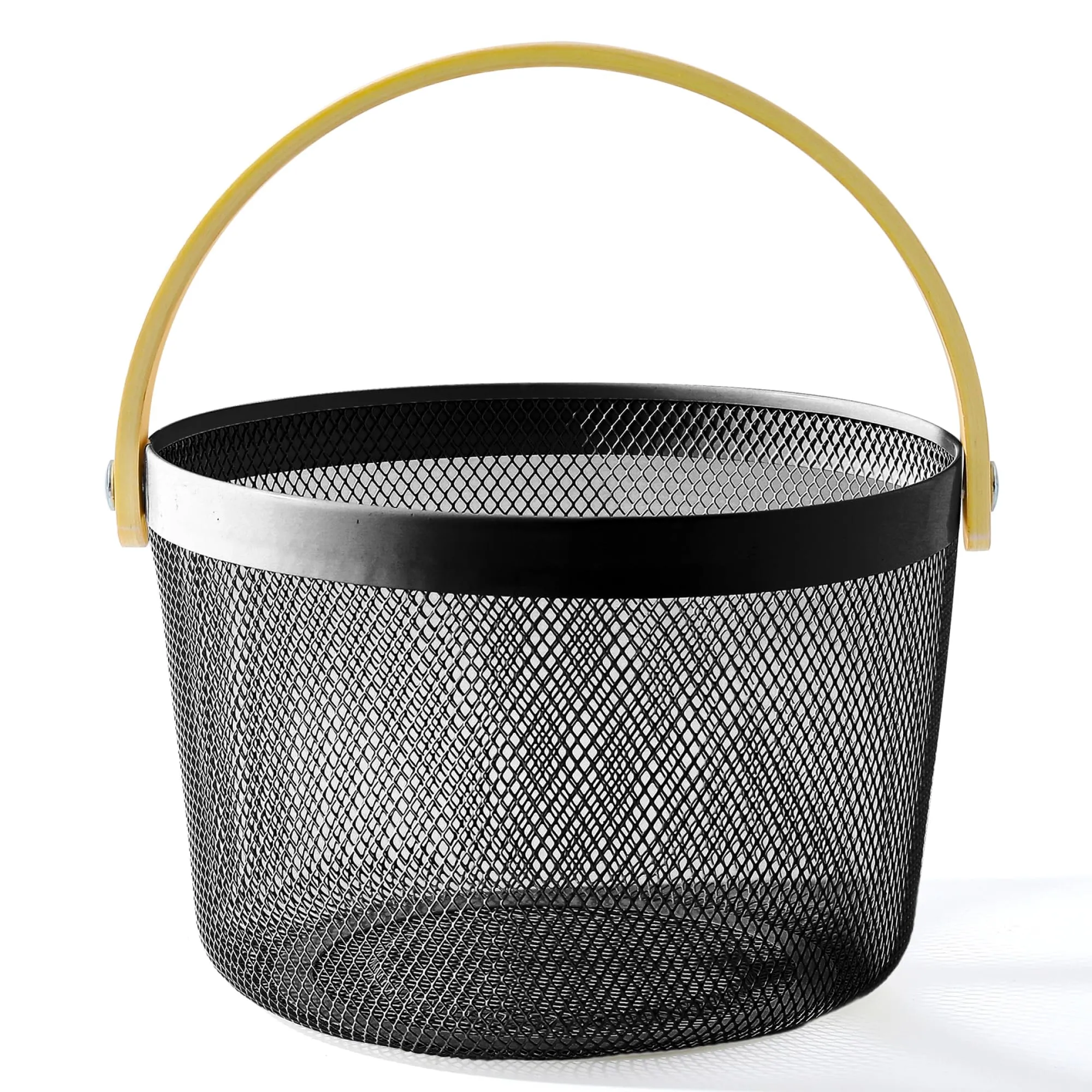UMAI Metal Mesh Basket for Storage with wooden handle | 400 Gm | Fruit Basket and Vegetable Basket for Kitchen | Baskets for Organizing Home | Multipurpose | Black