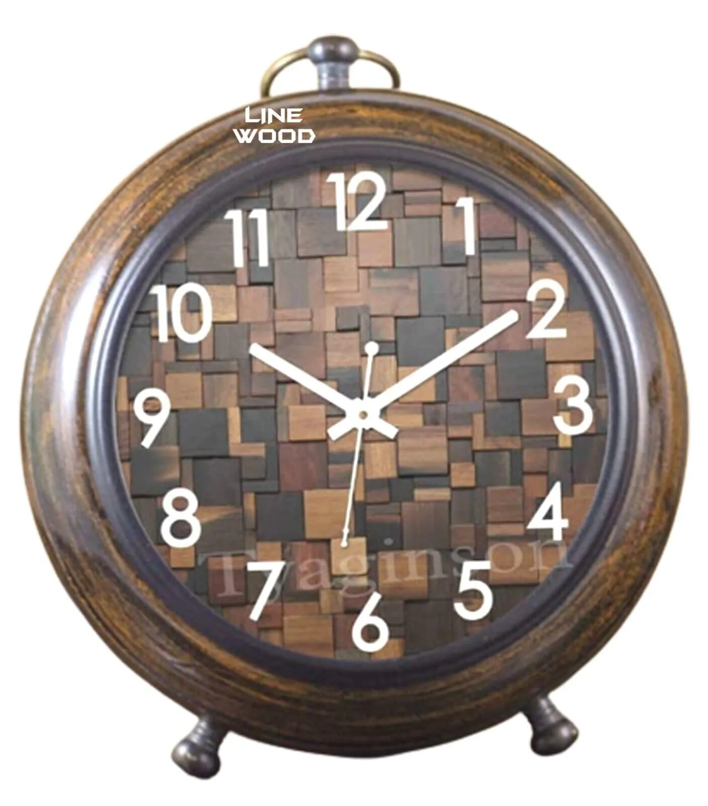 Unique Antique Collection - Handmade Antique Wooden 5" Table Top Clock Desk Clock Nautical Style Hanging Clock Home & Office, Bed Room, Decor Gift (Multicolor Dial)