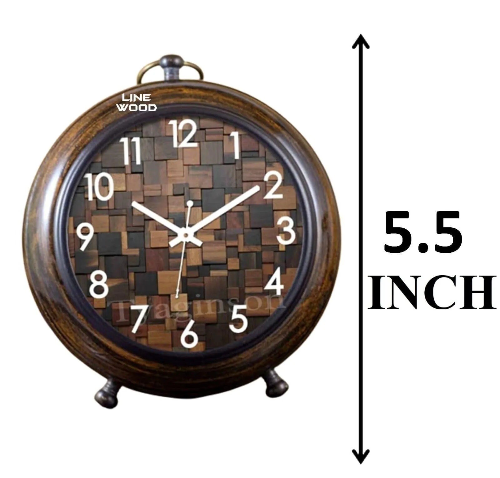 Unique Antique Collection - Handmade Antique Wooden 5" Table Top Clock Desk Clock Nautical Style Hanging Clock Home & Office, Bed Room, Decor Gift (Multicolor Dial)