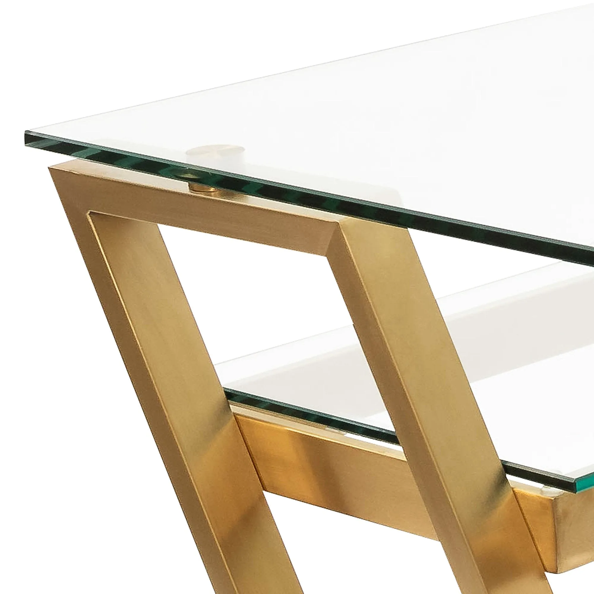 Vanessa 120cm Glass Home Office Desk - Brushed Gold Base