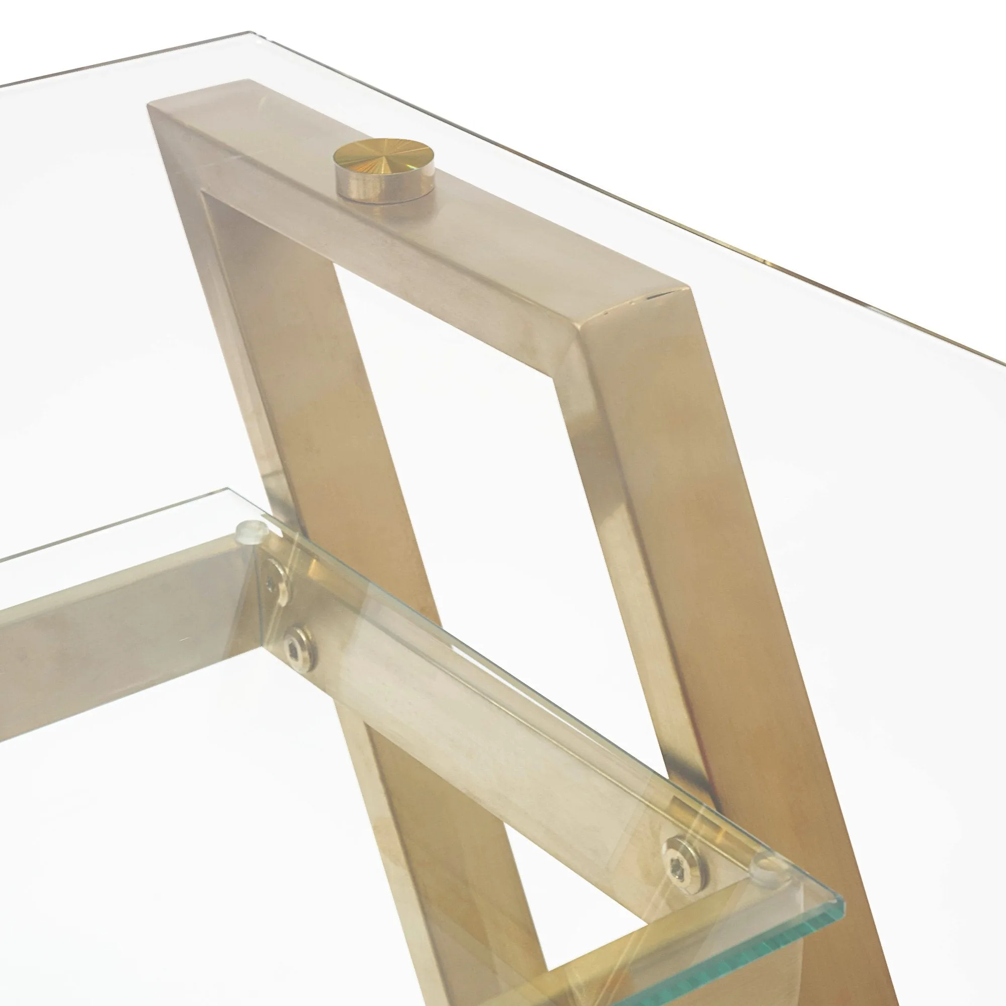 Vanessa 120cm Glass Home Office Desk - Brushed Gold Base
