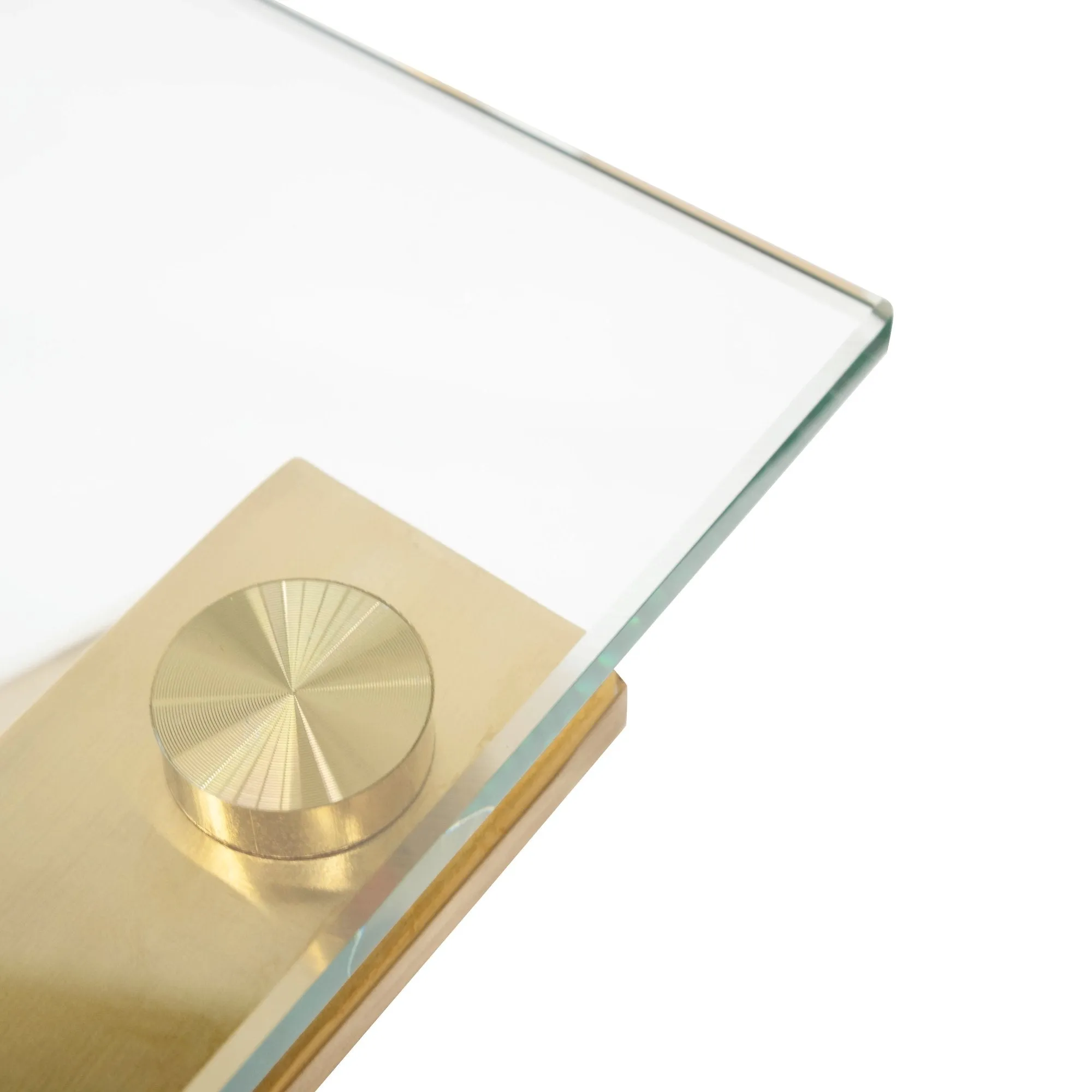 Vanessa 120cm Glass Home Office Desk - Brushed Gold Base