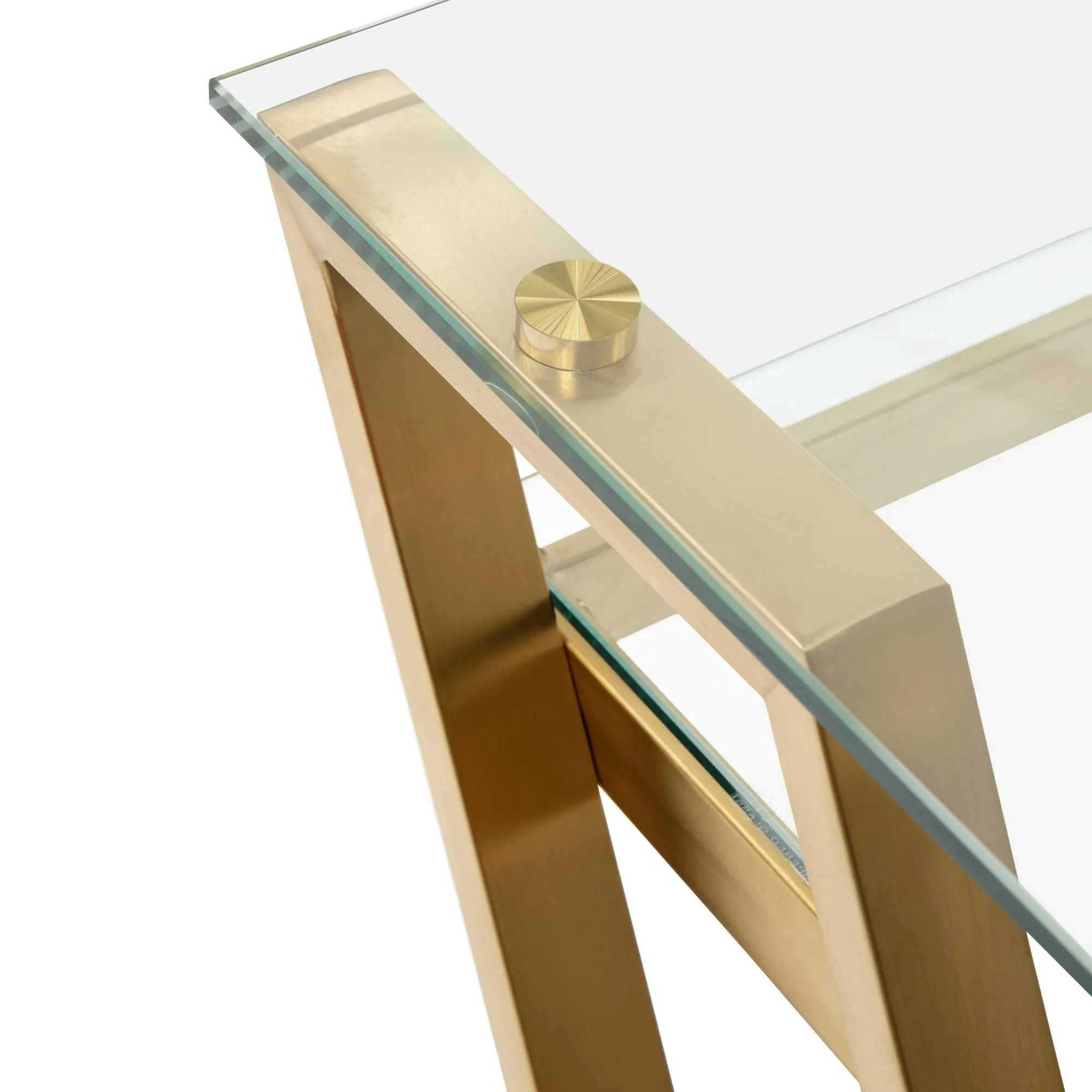 Vanessa 120cm Glass Home Office Desk - Brushed Gold Base
