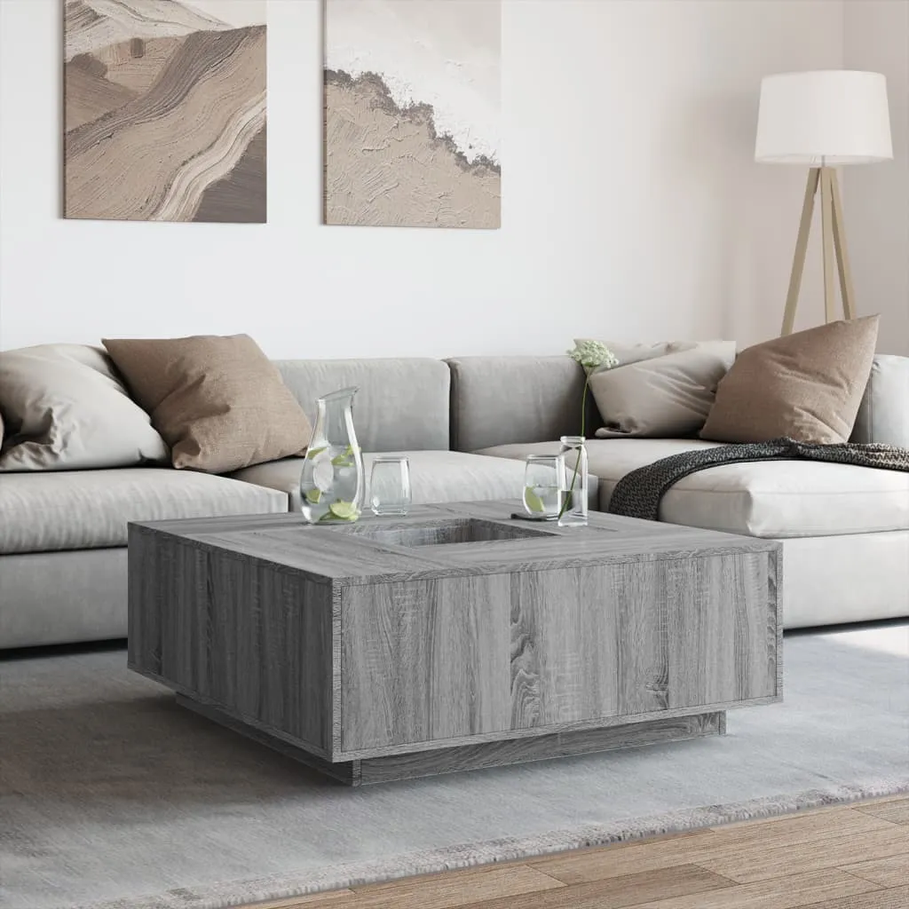 vidaXL Grey Sonoma Coffee Table - Modern, Versatile Living Room Furniture - 100x100x40 cm, Durable Engineered Wood
