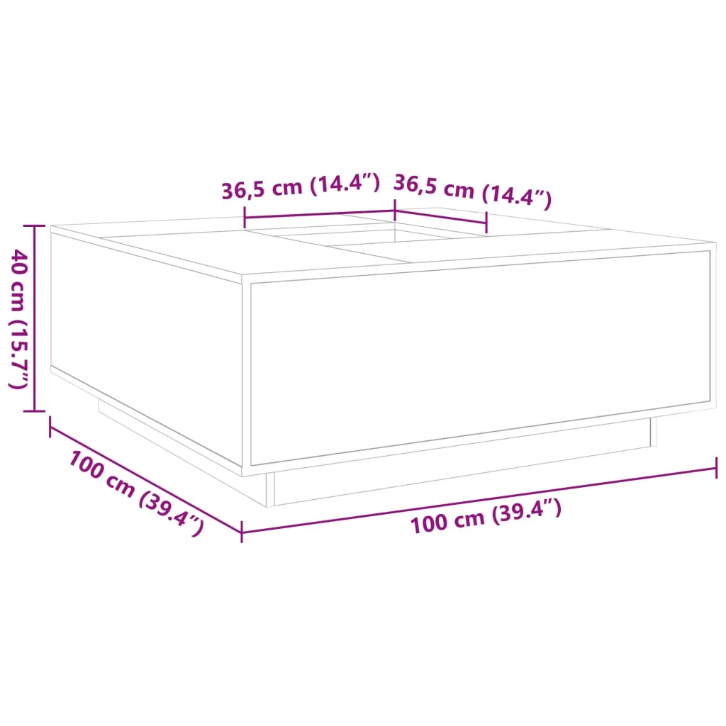 vidaXL Grey Sonoma Coffee Table - Modern, Versatile Living Room Furniture - 100x100x40 cm, Durable Engineered Wood