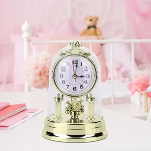 Vintage Table Clock European Retro Style Living Room Modern Clock nonque Silent Table Clock Home Decor for Bedroom, Office, Kitchen Countertop,Gift(Golden )(Golden)