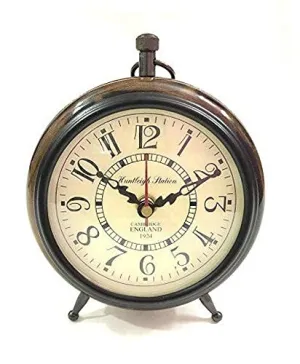 Warcraft Nauticals Handmade Antique Wooden Analog Table Clock Nautical Style Desk Clock Home & Office Study Living Room Decoration Gift Item (Brown 5" Inch)