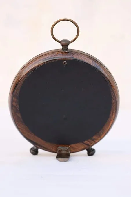 Warcraft Nauticals Handmade Antique Wooden Analog Table Clock Nautical Style Desk Clock Home & Office Study Living Room Decoration Gift Item (Brown 5" Inch)